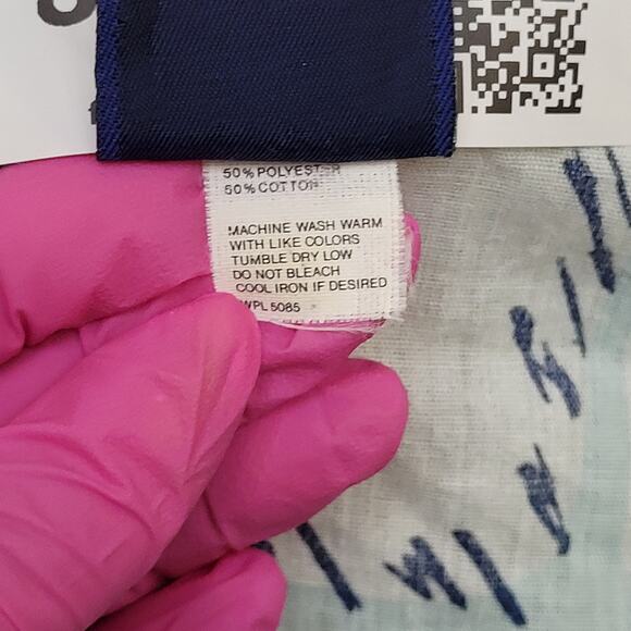 Vintage 80s Abstract Hippie Button Shirt Large 23x28 Blue Groovy - Picture 6 of 11